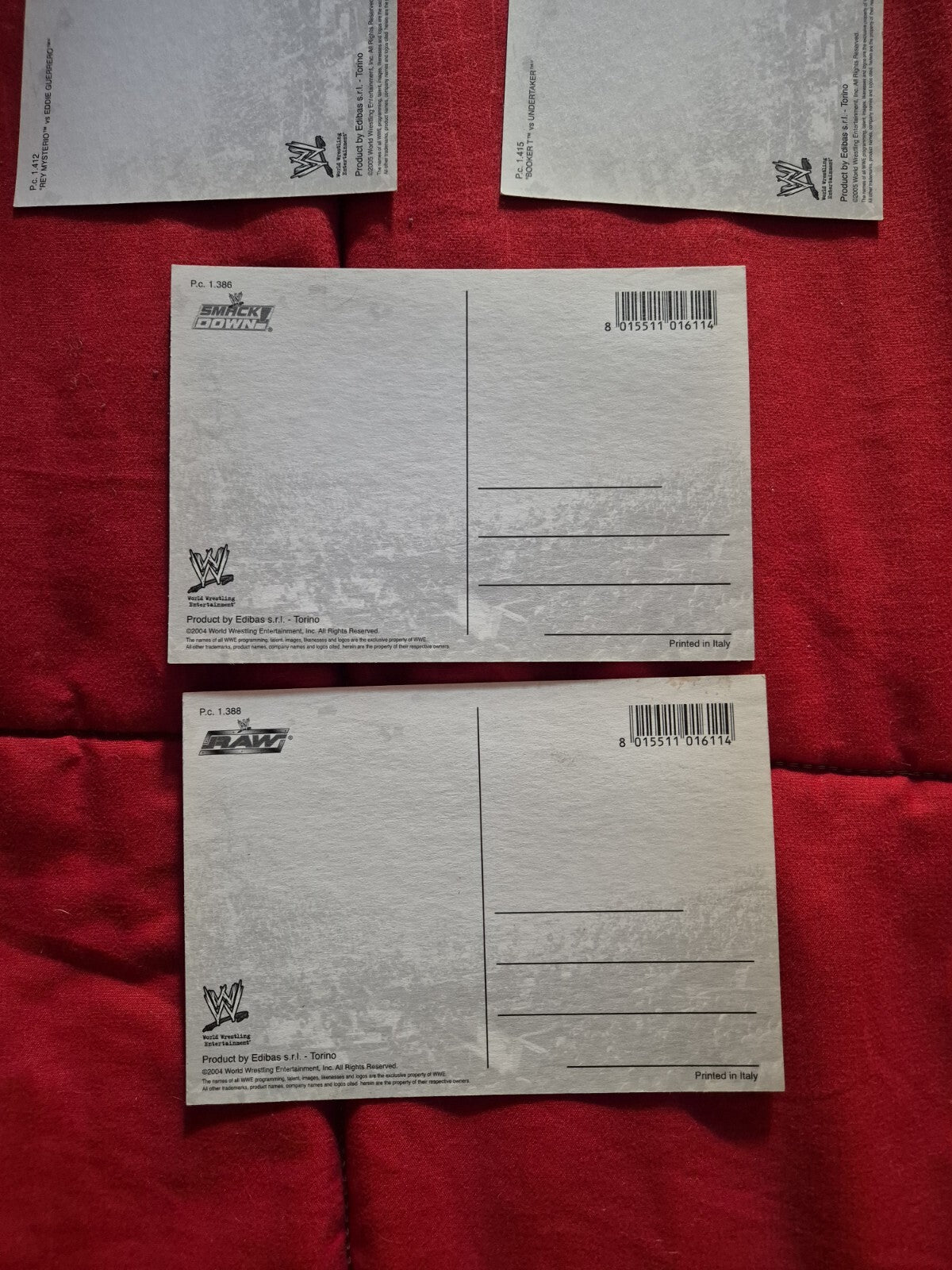 Lotto 10 cartoline WWE smackdown e raw anni 2004/2005 prodotte dalla edibas