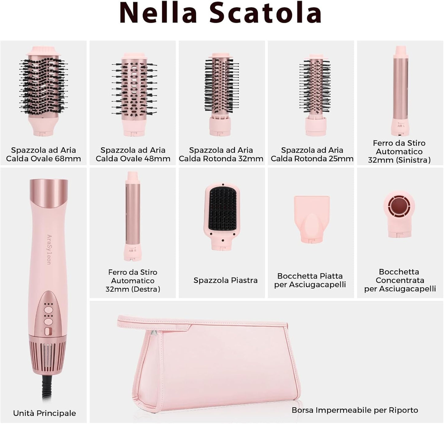 AraSyelon 9 in 1 Styler Multifunzione per Capelli - Phon Professionale, Spazzola