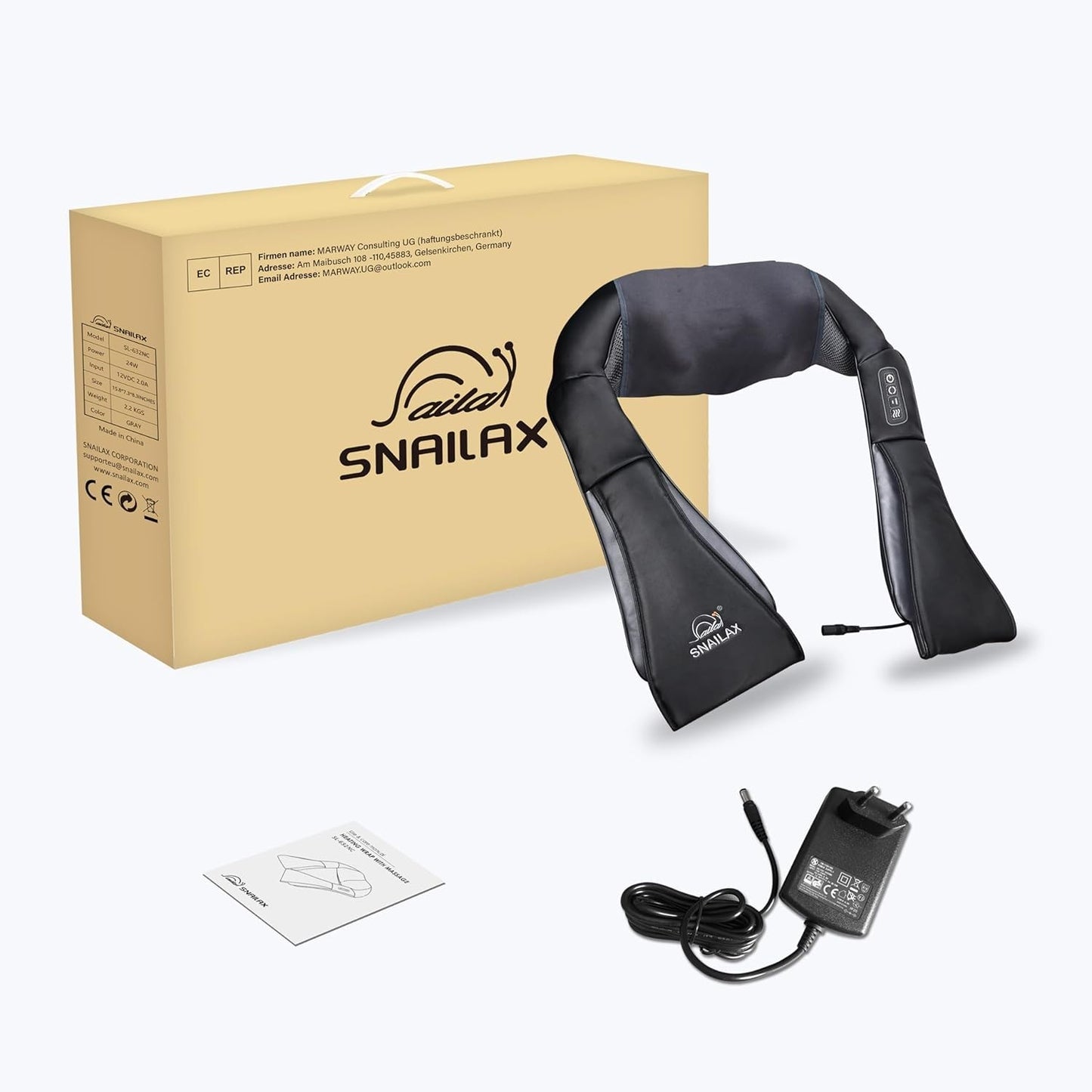 Snailax Massaggiatore per Collo, Spalle e Schiena Ricaricabile Shiatsu Cervicale