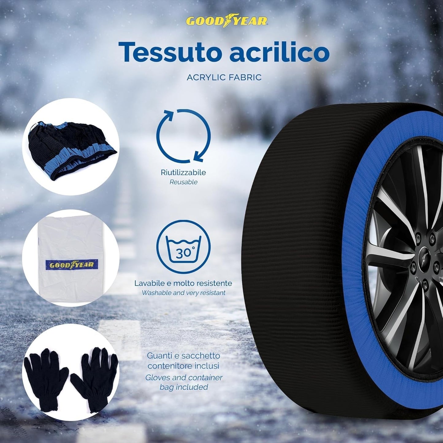 Goodyear Calze da Neve Star Gripper Omologate Italia EN 16662-1:2020 Due Catene