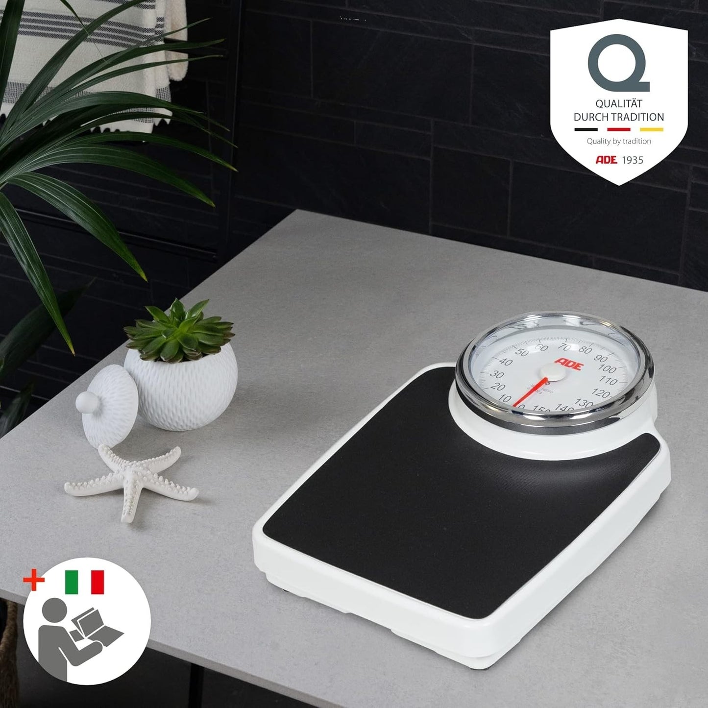 ADE Bilancia pesapersone analogica XL senza batteria | superficie antiscivolo |
