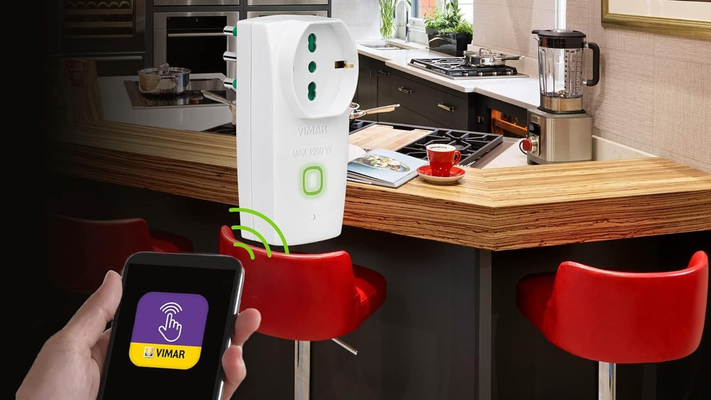 Vimar 00335.B Presa intelligente WiFi, adattatore multiplo compatibile con Alexa