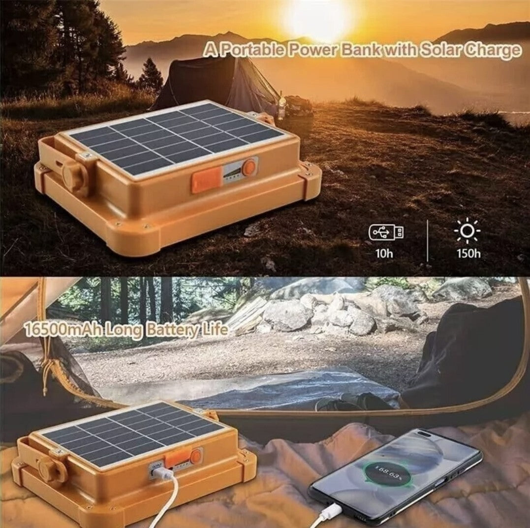 Faretto LED Portatile Ricarica Solare e USB 35W 3500LM 5 Modalità, Impermeabile
