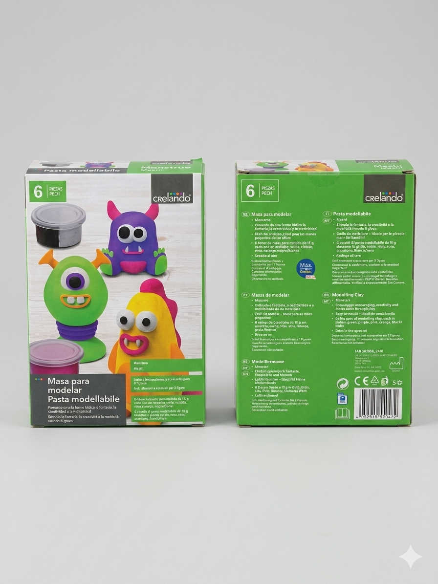 Crelando – Set Pasta Modellabile "Mostri" (6 pezzi)