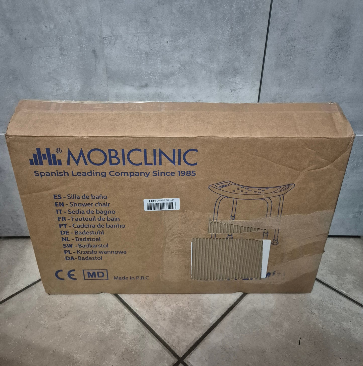 Mobiclinic, Sgabello da Bagno, Piedini Antiscivolo, 7 Altezze Regolabili, 100 kg