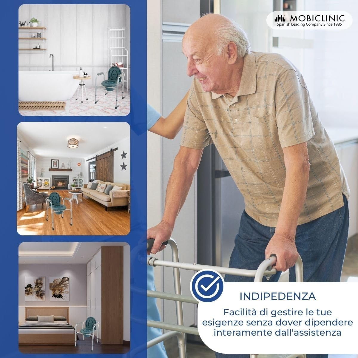 Mobiclinic, Sedia con WC, Arroyo, Coperchio, Secchio Estraibile, Regolabile