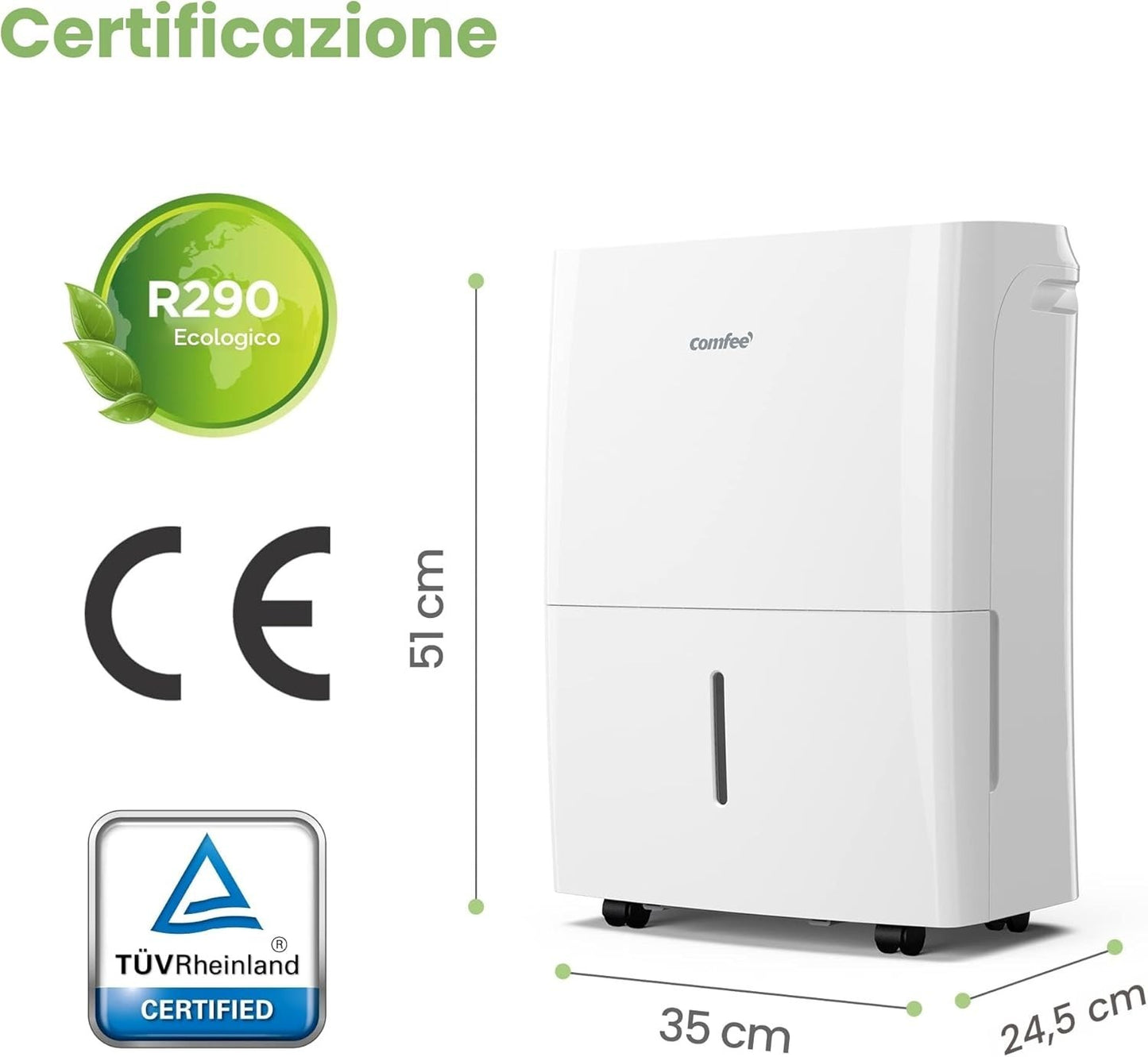 COMFEE' Deumidificatore Casa Muffa 20L/24h, Adatto fino a 40㎡, Tanica da 3L