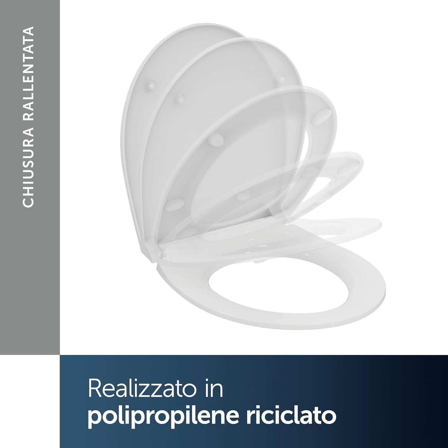 Ideal Standard Tirso Sedile WC, forma ovale universale, Sedile a chiusura rallen