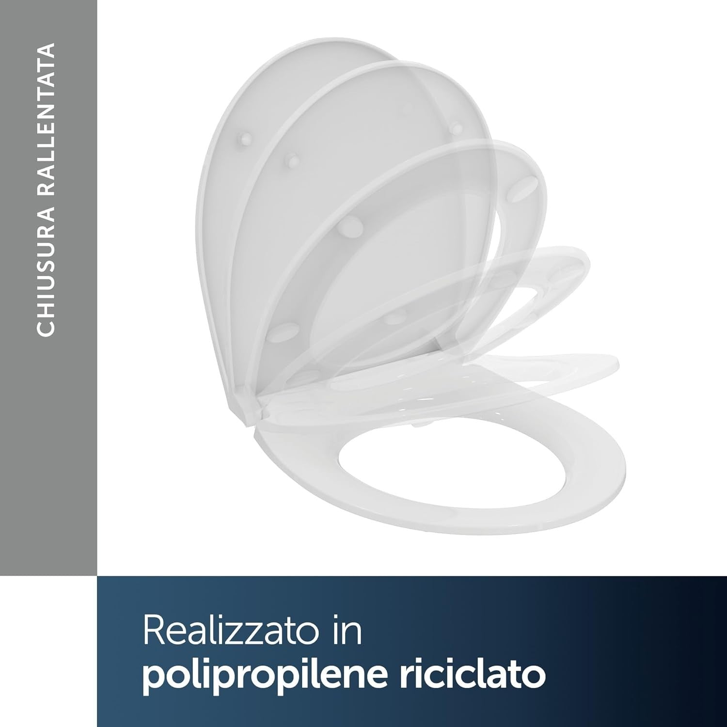 Ideal Standard Tirso Sedile WC, forma ovale universale, Sedile a chiusura rallen