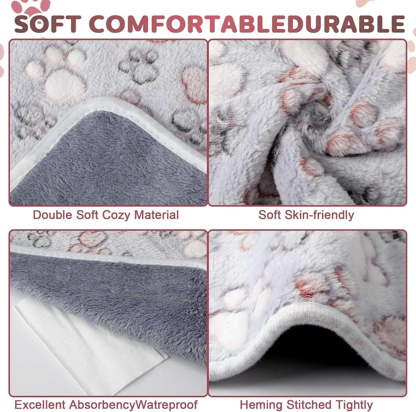 4 Coperte Impermeabili, Copertina da Letto per Piccoli animali in pile lavabile