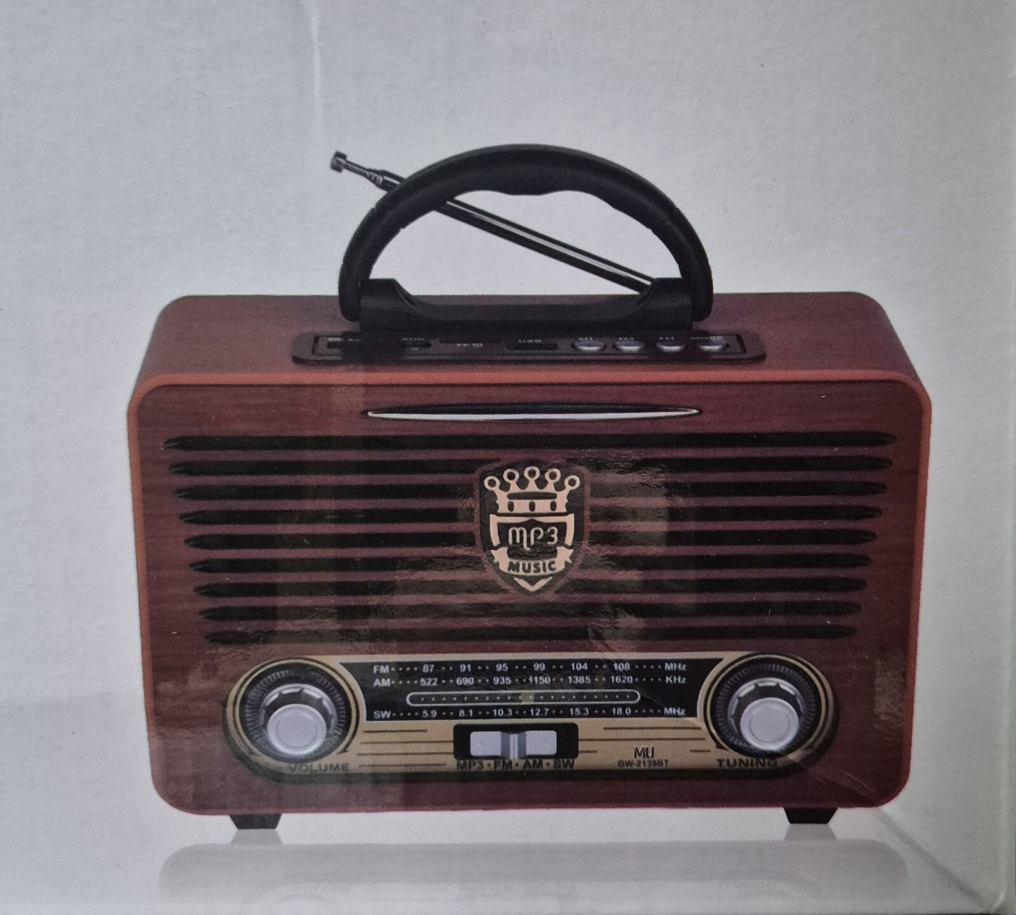 Radio Vintage Hi-Fi Bluetooth AM/FM/SW Ricaricabile Lettore MP3 Porta USB/TF