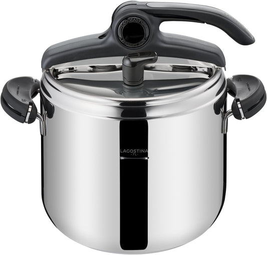 Lagostina Mia Pentola a Pressione 7 L in Acciaio Inox Ø 22 cm, induzione e gas