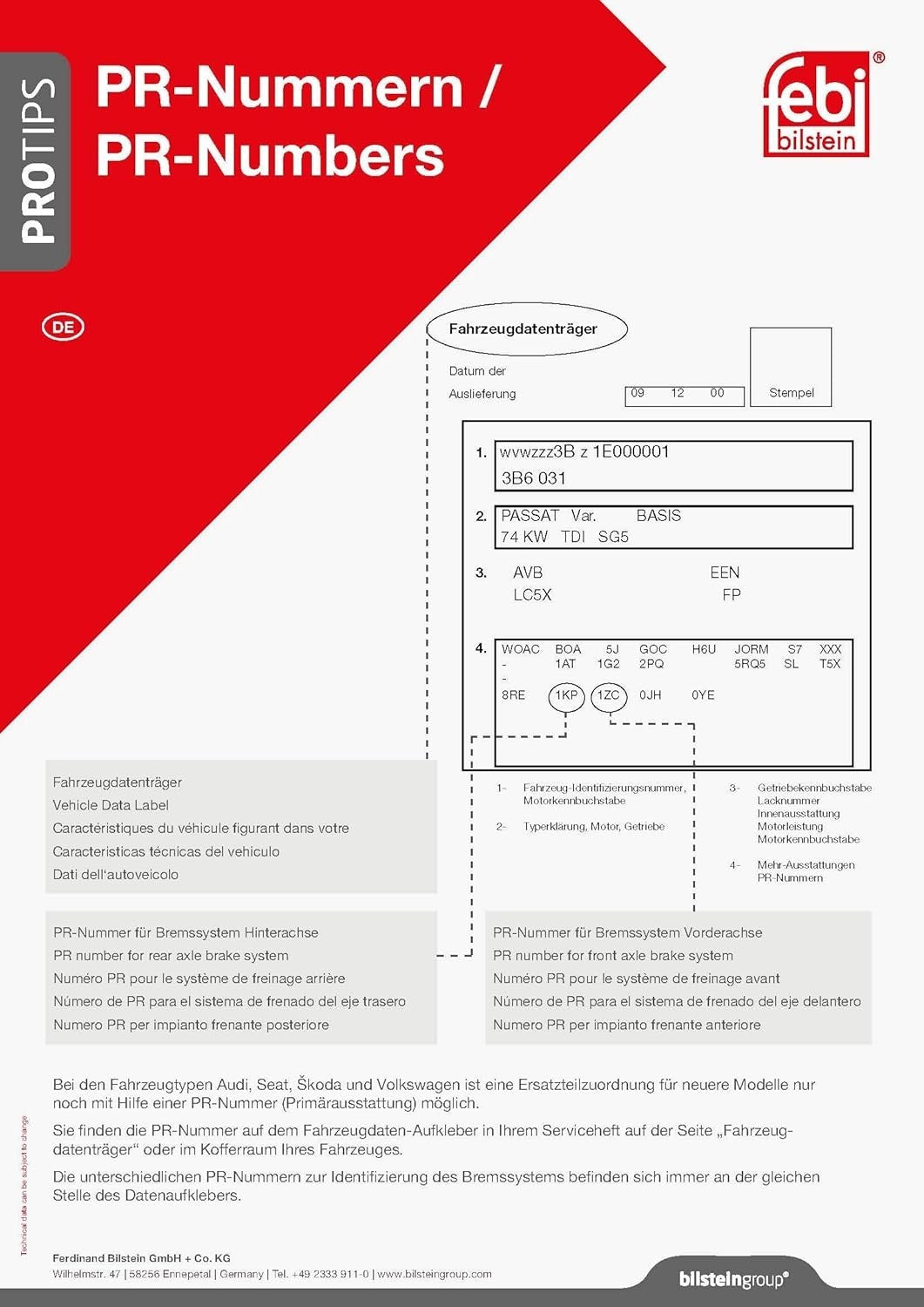 febi bilstein 16328 pastiglie freno anteriori, 1 unità per Audi, vw, seat, skoda