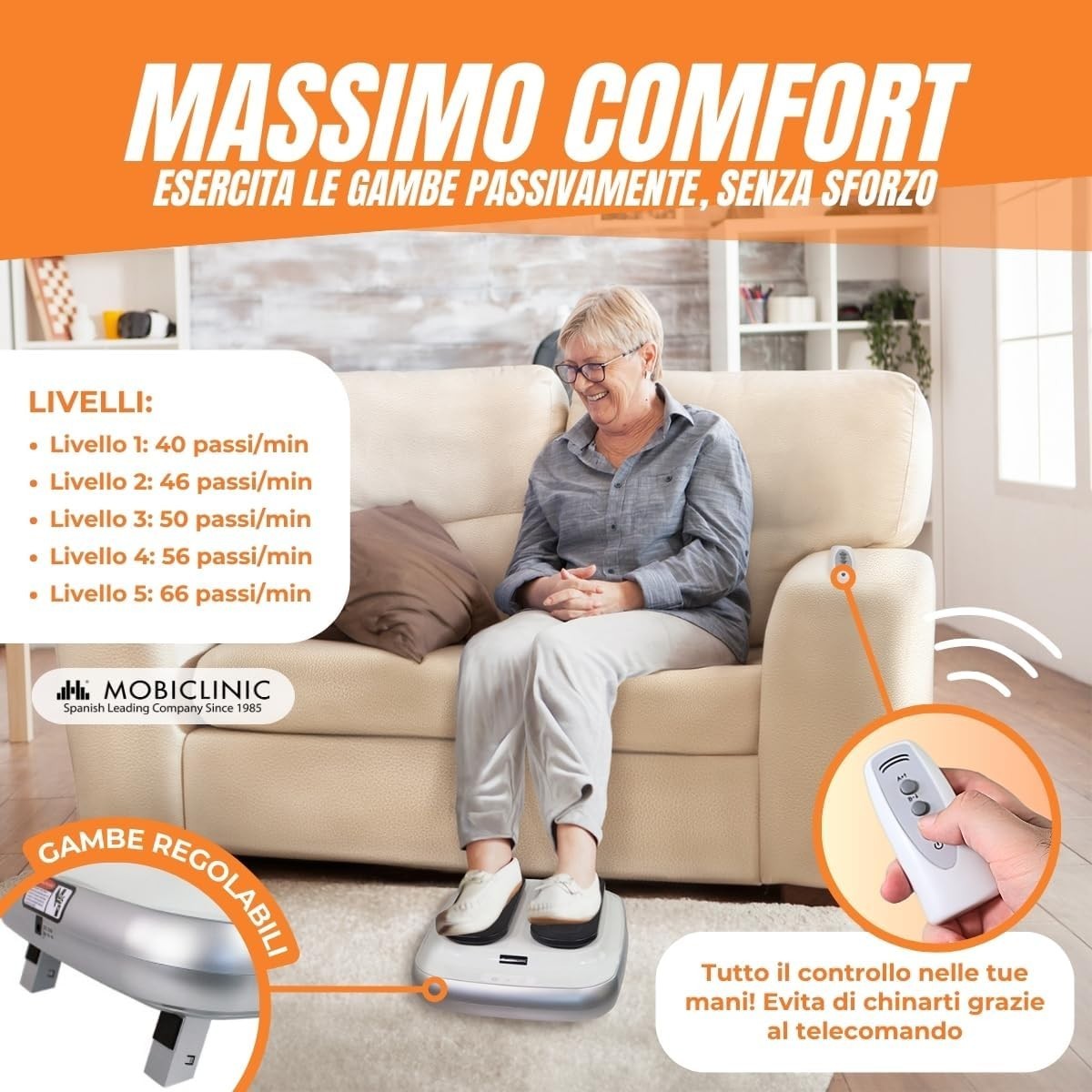 Mobiclinic, Esercitatore passivo per Gambe, Legfit, Marchio Europeo