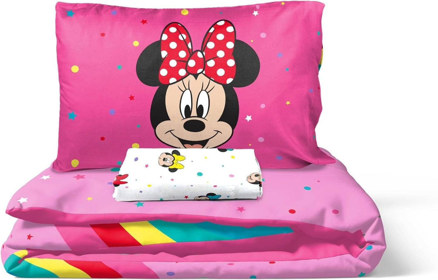 Jay Franco Disney Minnie Mouse Rainbow 100% cotone, set singolo 3 pezzi