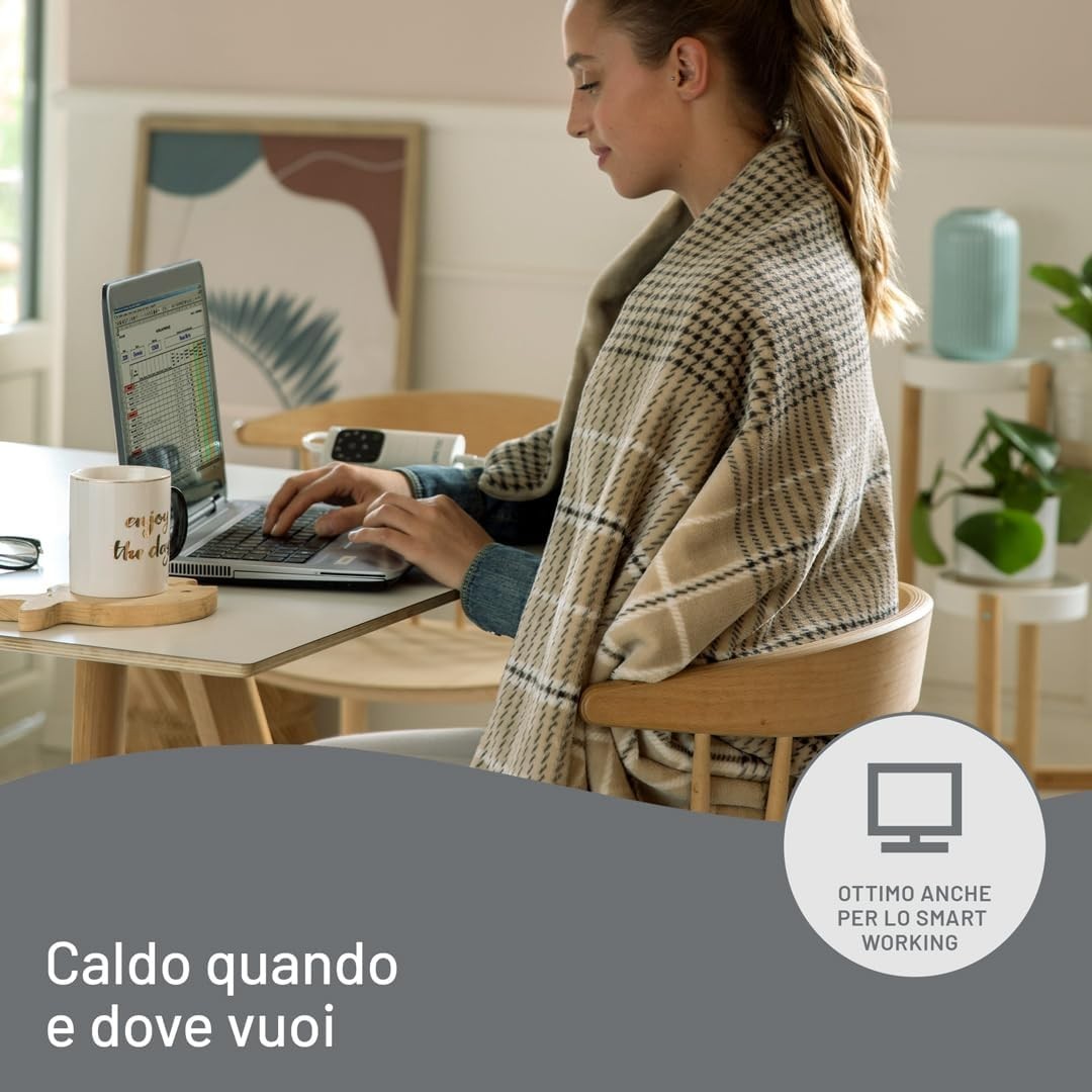 Imetec CaldoPlaid Elegance Plaid Riscaldabile Morbida Coperta Elettrica, 180x140