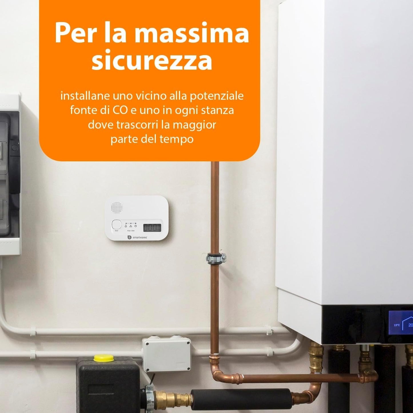 Smartwares Rilevatore di Monossido di Carbonio - Sensore di 10 anni - FGA-13041