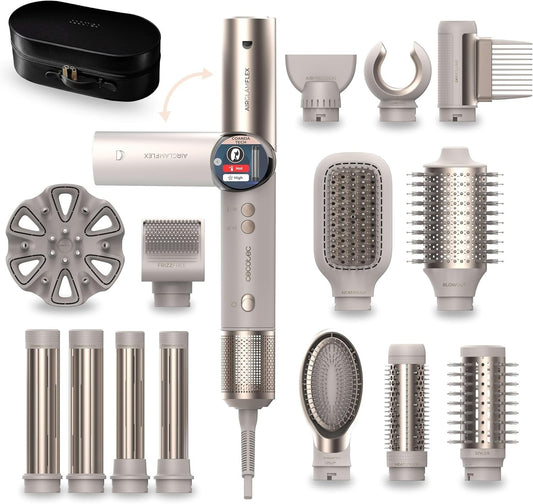Cecotec Modellatore per Capelli 14 Testine AirGlam 14in1 Flex Champagne. 1400W