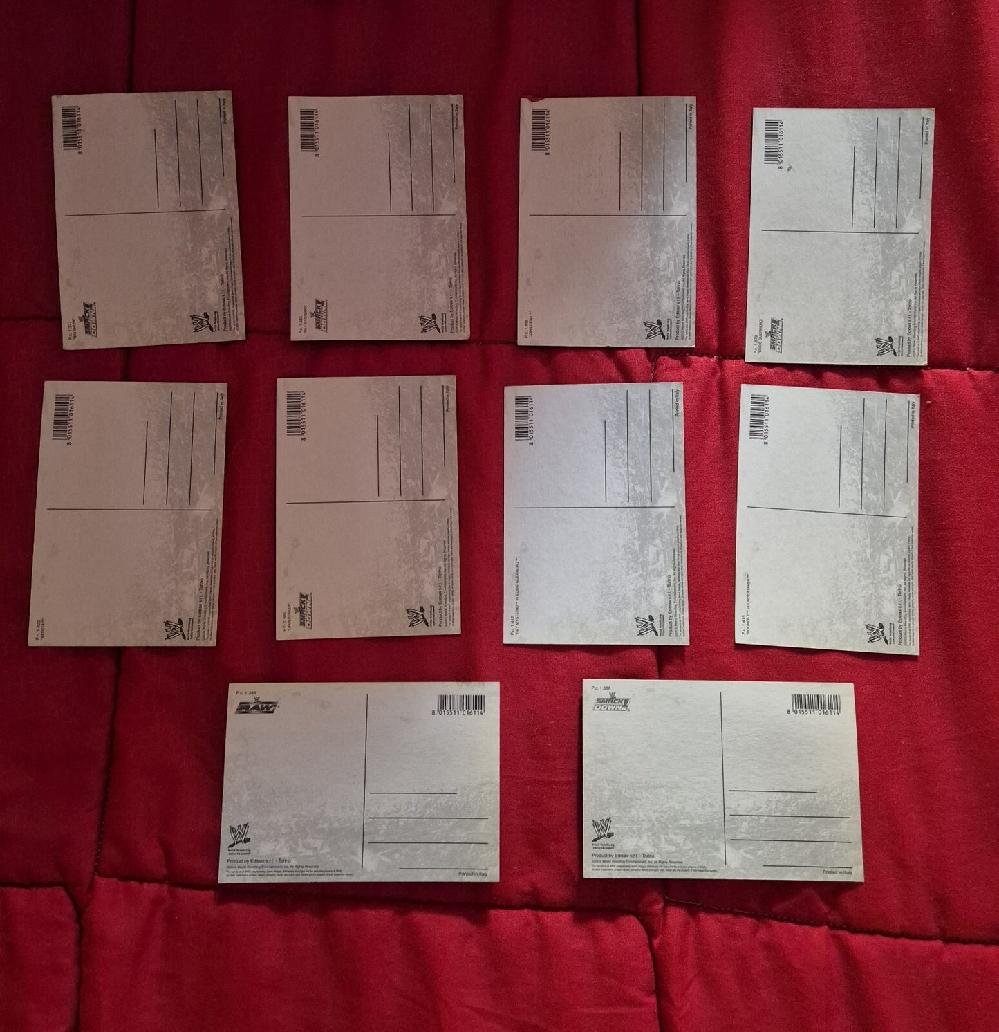 Lotto 10 cartoline WWE smackdown e raw anni 2004/2005 prodotte dalla edibas 