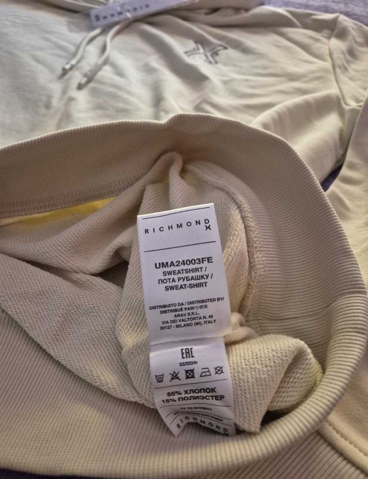 Richmond Felpa Con Cappuccio Tg XL Nuova Con Cartellino E Busta. UMA24003FE