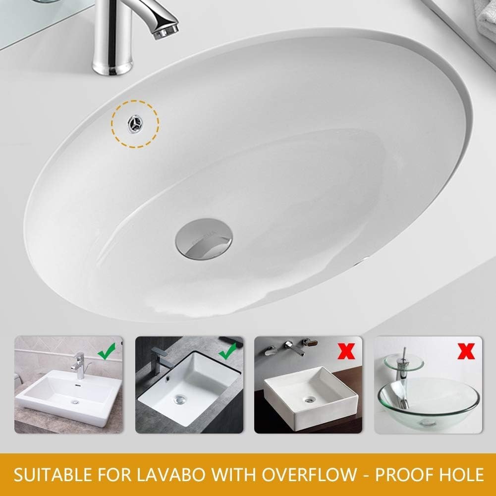 GRIFEMA Scarico Lavabo Universale con Troppopieno Kit Piletta Pop Up Cromo/Argen