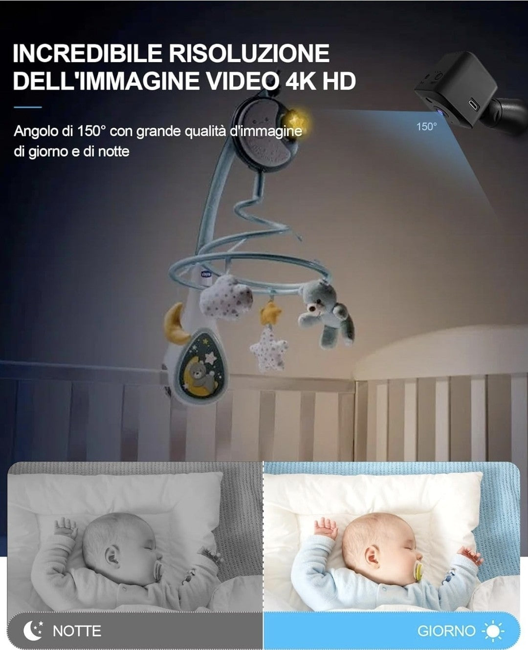Mini Telecamera Wifi Interno 4K HD Mini Telecamera Senza Fili