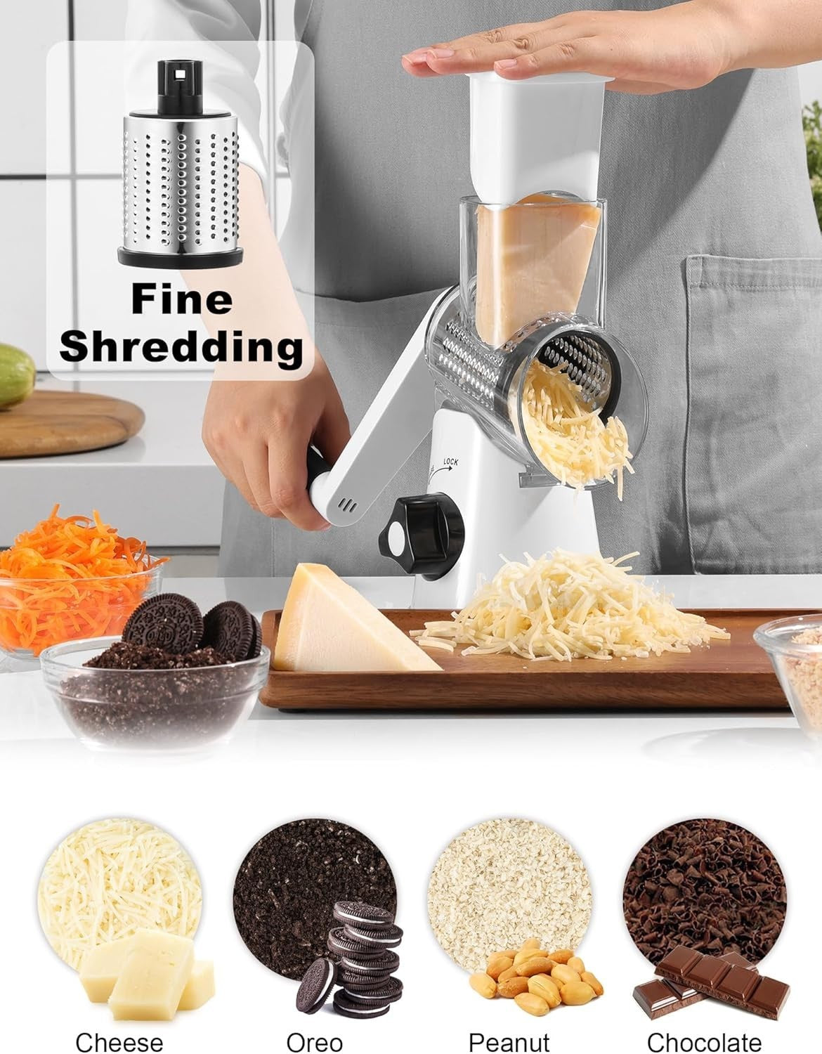 Grattugia Formaggio, 3 in 1 Affettaverdure, Grattugia per Verdure Taglio Veloce