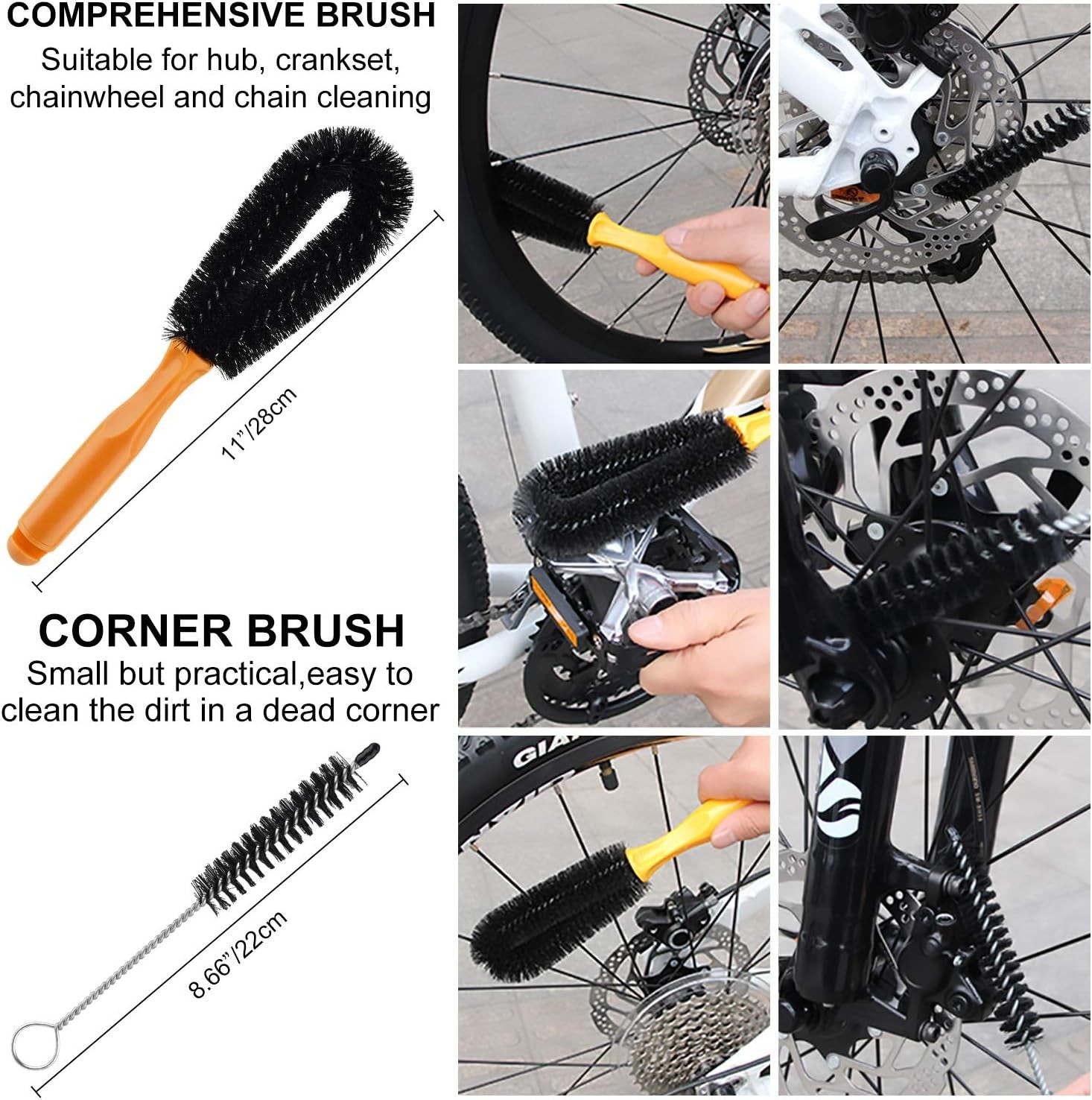 Peaken Kit Pulizia Bici, 10 Pezzi Set di spazzole per la Pulizia della Bici