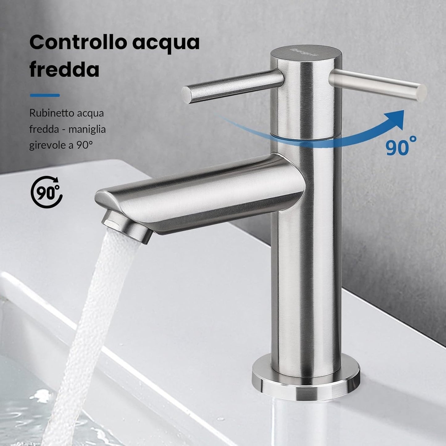 Ibergrif M18103 Rubinetto lavabo ad acqua fredda – Monocomando per WC ospiti