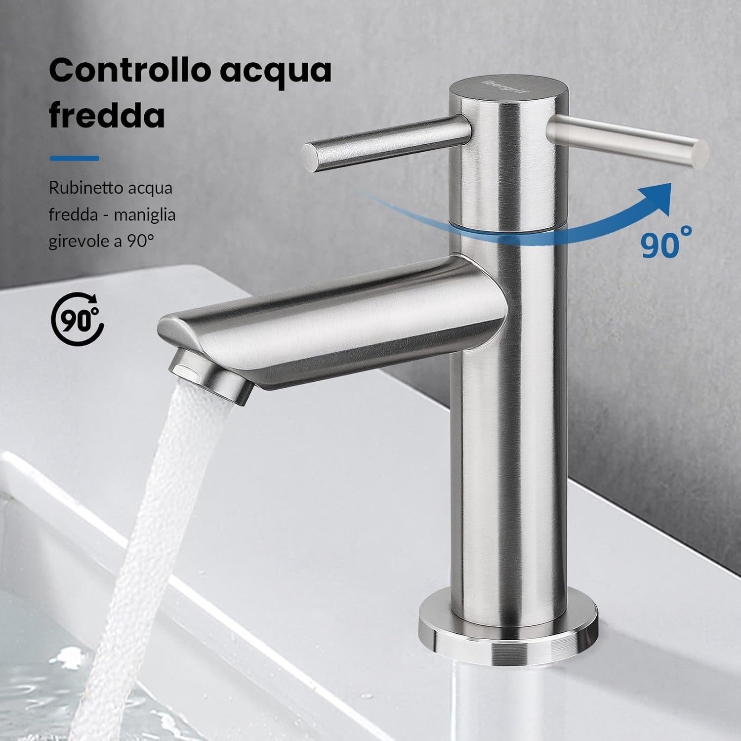 Ibergrif M18103 Rubinetto lavabo ad acqua fredda – Monocomando per WC ospiti