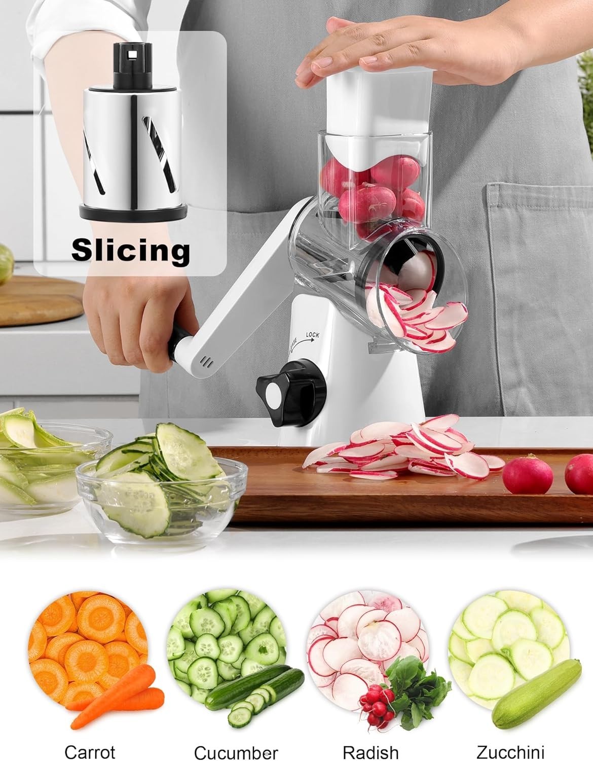 Grattugia Formaggio, 3 in 1 Affettaverdure, Grattugia per Verdure Taglio Veloce