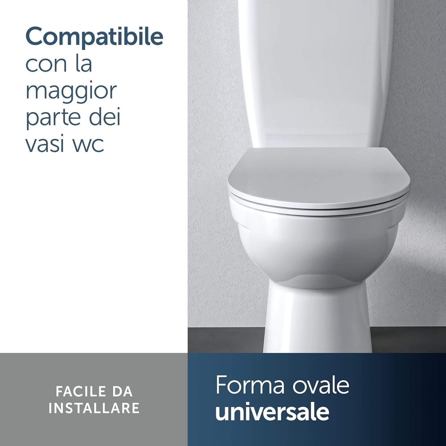 Ideal Standard Tirso Sedile WC, forma ovale universale, Sedile a chiusura rallen