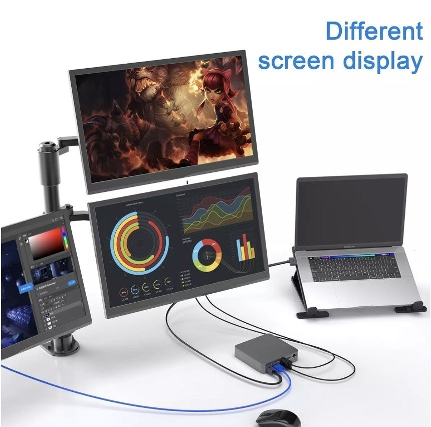 Docking Station in alluminio 18in1 tipo C Doppio, adattatore HDMI/VGA, 4 Porte 