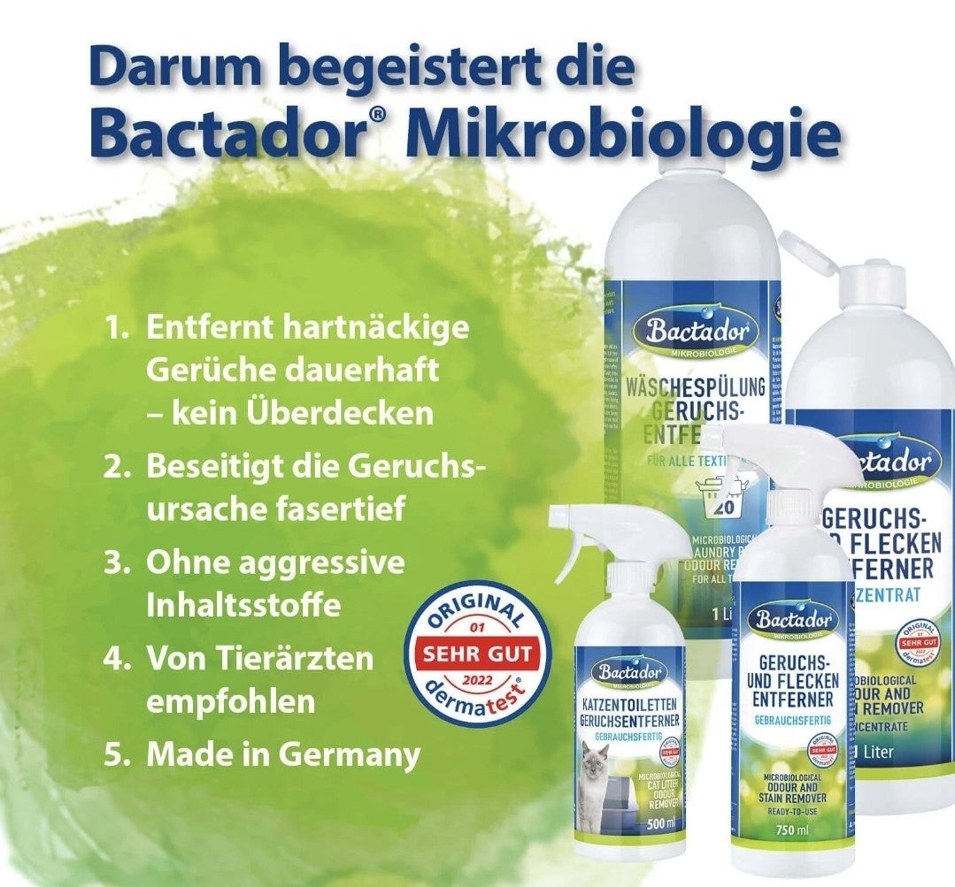 Bactador Elimina Odori per Lettiera, Trasportini Pronto all'Uso, 500 ml