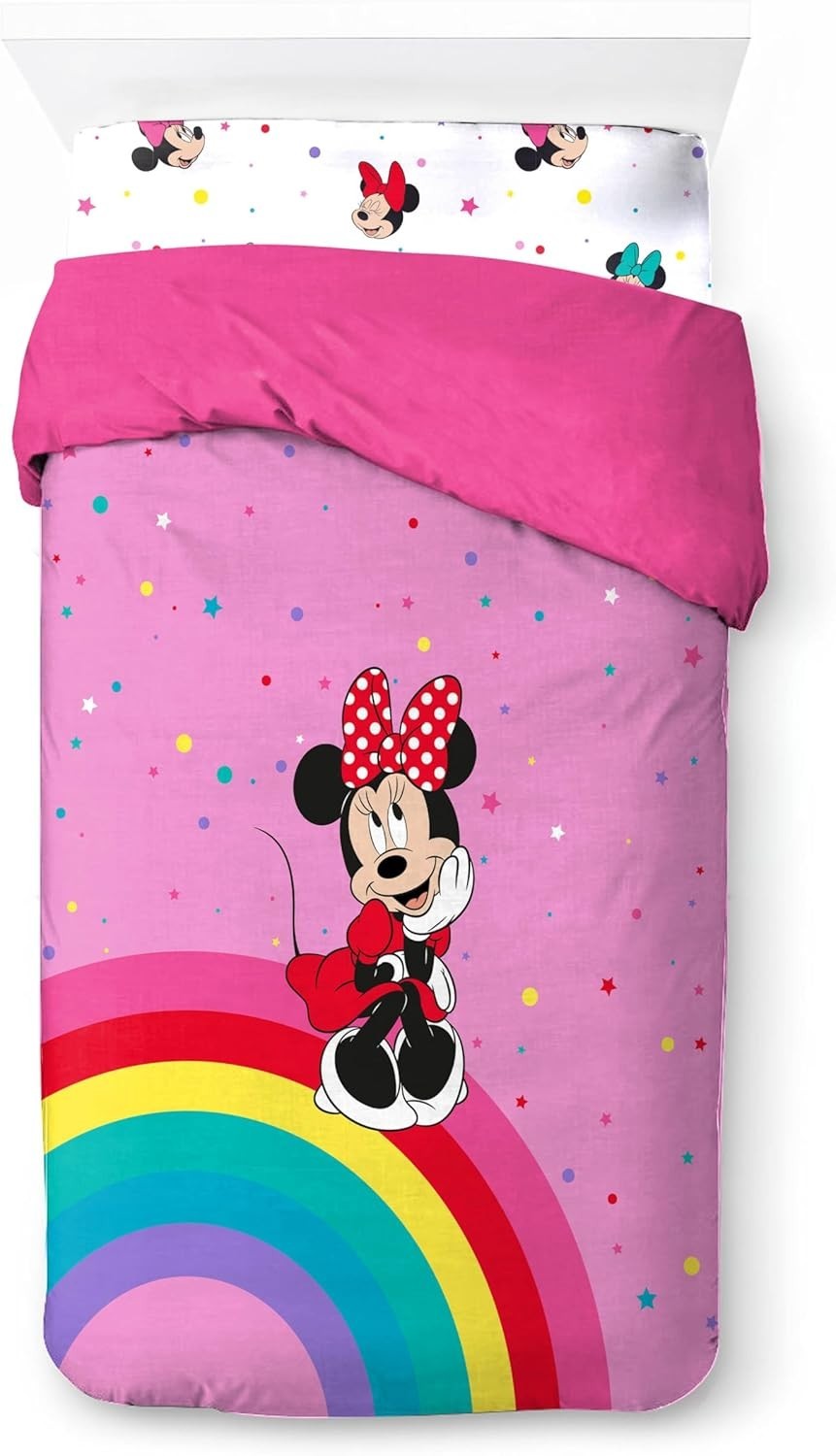 Jay Franco Disney Minnie Mouse Rainbow 100% cotone, set singolo 3 pezzi