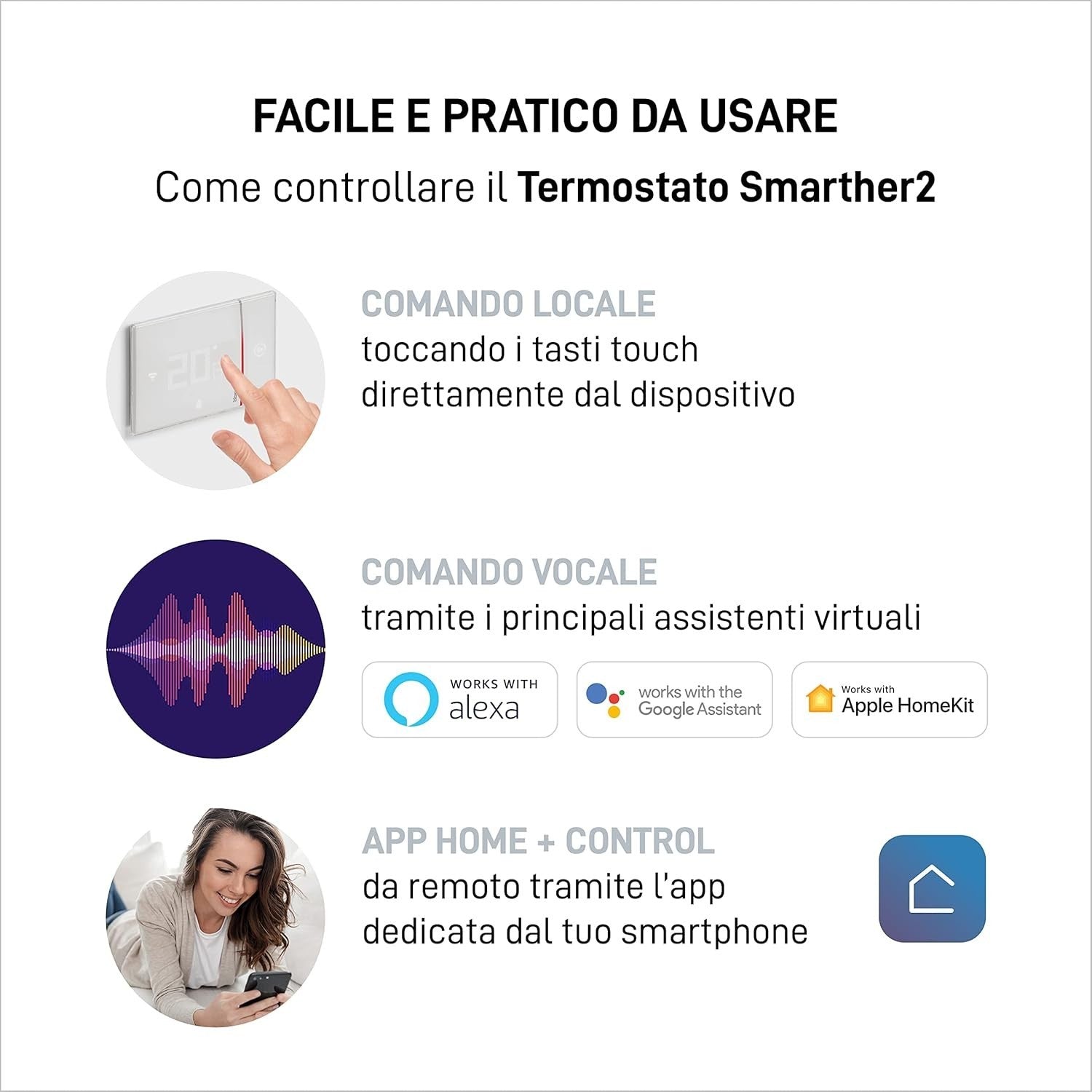 BTICINO SXW8002W Termostato WiFi Smarther2 with Netatmo, Termostato Caldaia