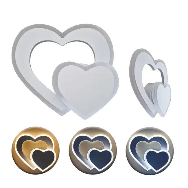 Applique da Parete LED 12W Design Doppio Cuore Sovrapposto Moderno 3 modalità