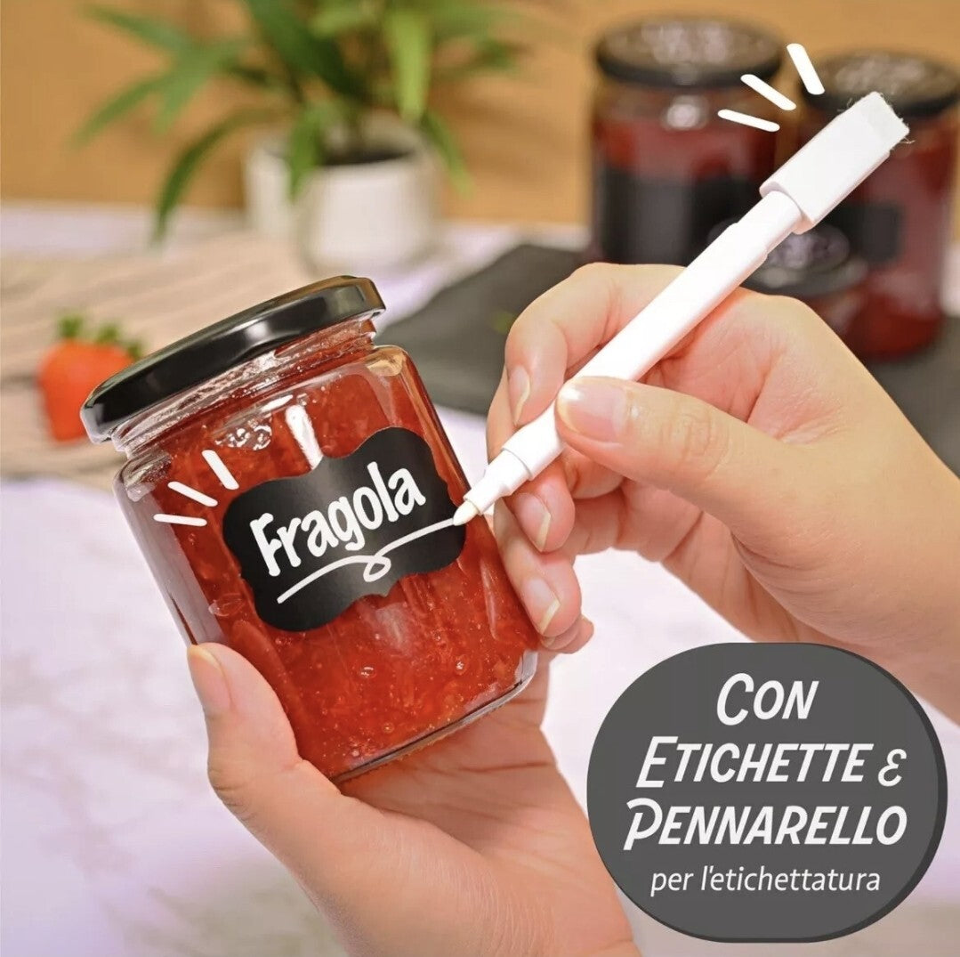 Praknu 25 Vasetti di Vetro per Conserve da 230ml - Con Etichette e Pennarello