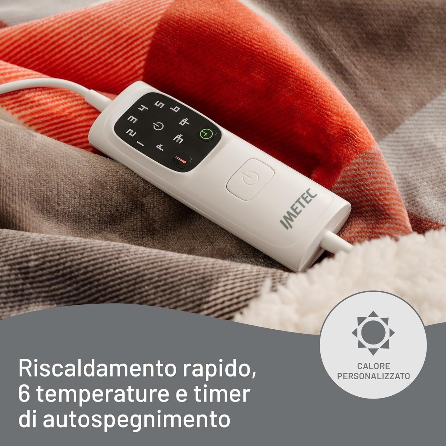 Imetec CaldoPlaid Tartan Festival, Plaid riscaldabile, Morbida coperta elettrica
