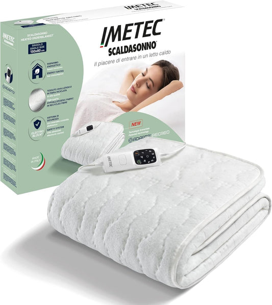 Imetec Scaldasonno Adapto Recreo, Singolo 150 x 80 cm, Riscaldamento Rapido