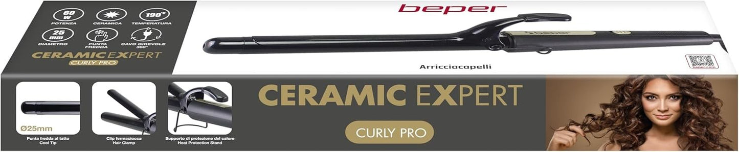 BEPER P301PIS002 Arricciacapelli Ceramica 25 mm, Ferro per Ricci Morbidi e Onde
