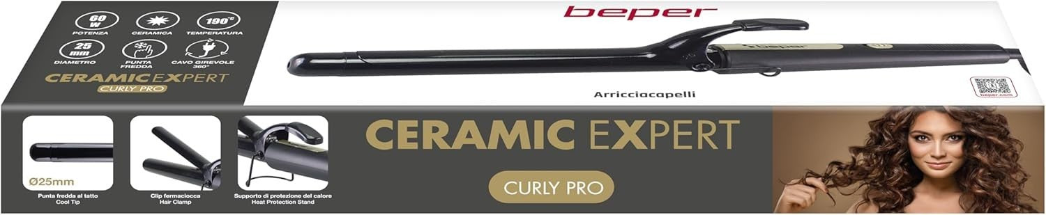 BEPER P301PIS002 Arricciacapelli Ceramica 25 mm, Ferro per Ricci Morbidi e Onde