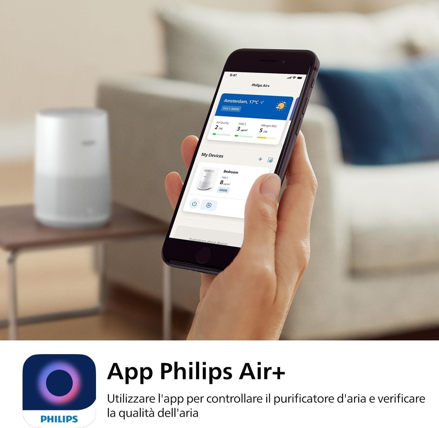 Philips Purificatore d'Aria Serie 600, Sensore Intelligente, ideale per allergie
