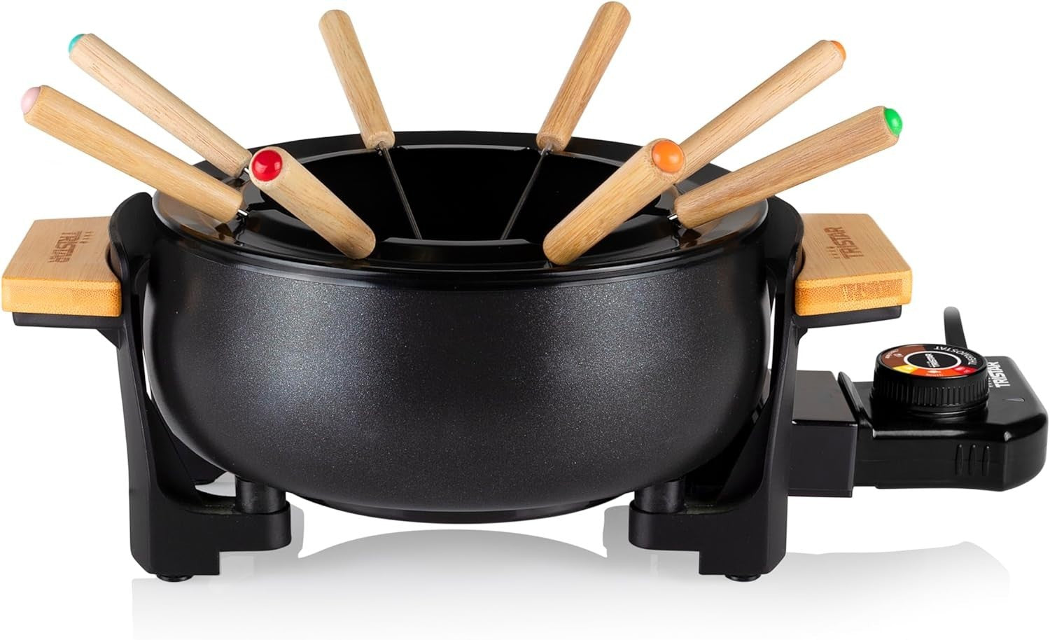 Tristar macchina per Fonduta, bourguignonne, 1000 W, 1,5 L Nero e bamboo