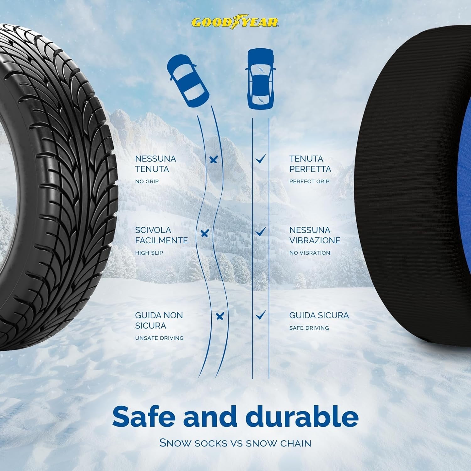 Goodyear Calze da Neve Star Gripper Omologate Italia EN 16662-1:2020 Due Catene