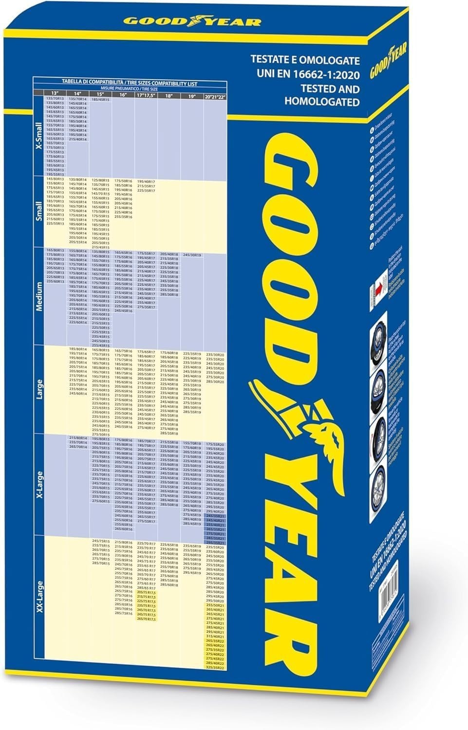 Goodyear Calze da Neve Star Gripper Omologate Italia EN 16662-1:2020 Due Catene