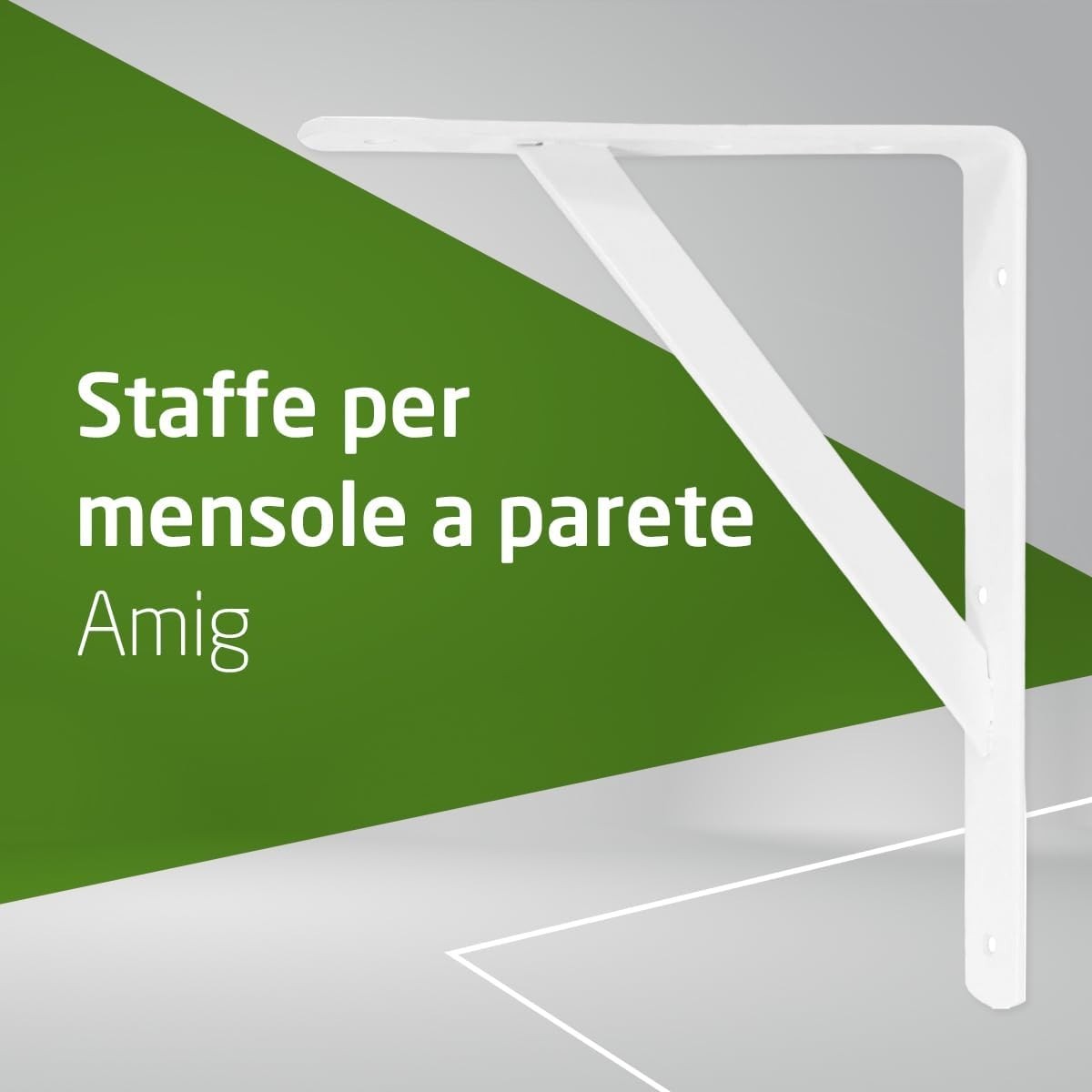 Amig -Staffa per mensole | Angolo per Ripiani | Supporto per Scaffale | Acciaio