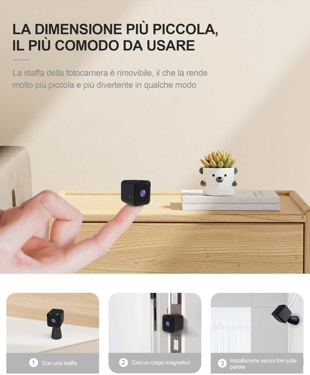 Mini Telecamera Wifi Interno 4K HD Mini Telecamera Senza Fili