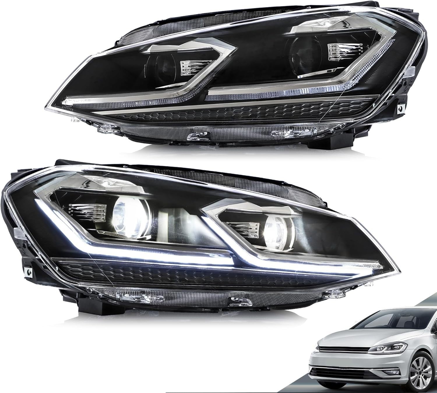 VLAND Fari per Golf 7.5 Golf MK7.5 Alogena 2017-2020 [non per GTI/Xeno/R line]