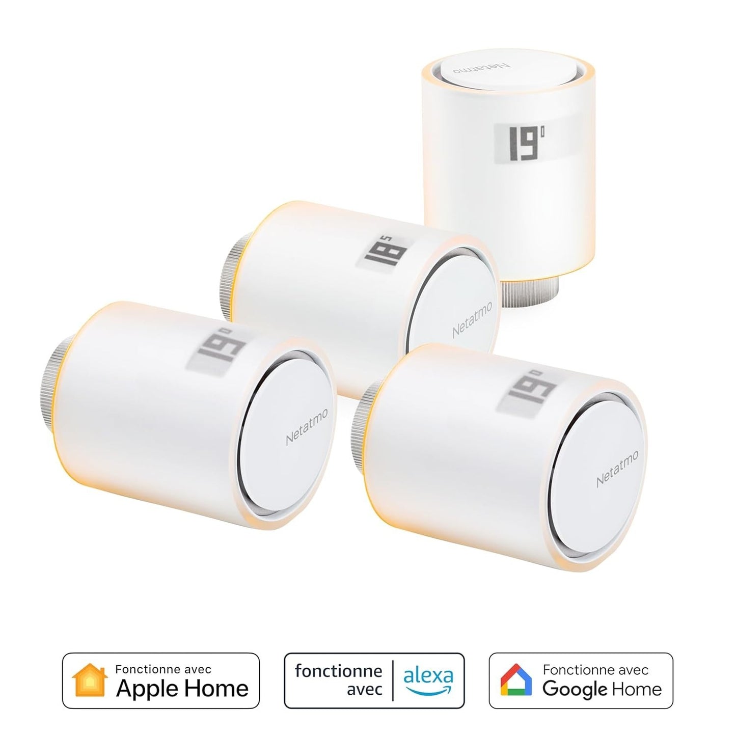 Netatmo Pack 4 Valvole Termostatiche WiFi, Controllo Remoto Risparmio Energetico